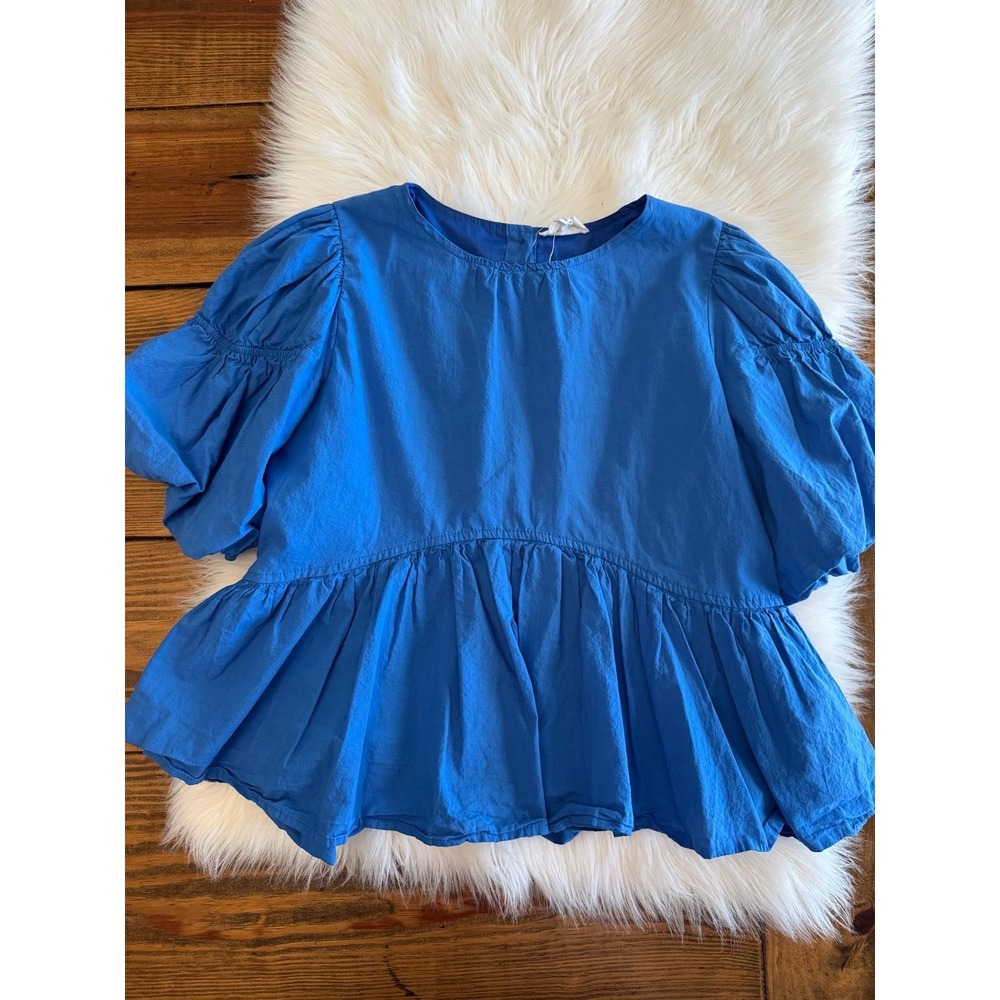 &merci large peplum blue top EUC‎